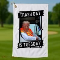 Trump Garbage Truck Trash Day Is Tuesday Golf Towel thumb 1