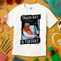 Trump Garbage Truck Trash Day Is Tuesday Kids T-Shirt thumb 3