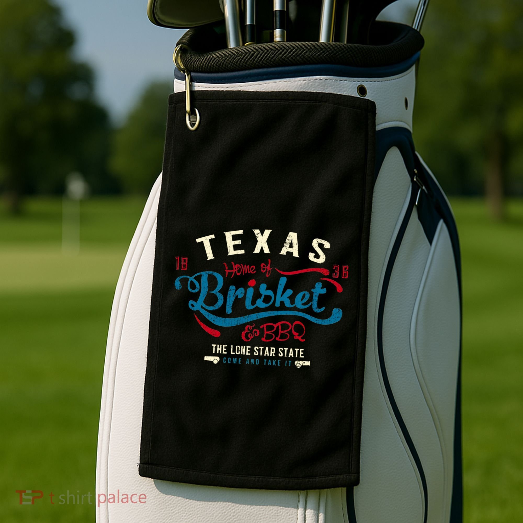Texan Grillmaster: Texas Bbq Brisket Texas Independence Day Gift Golf Towel