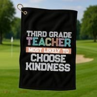 Third Grade Teacher Most Likely To Choose Kind Golf Towel thumb 1