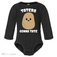 Taters Gonna Tate Funny Potato Baby Long Sleeve Bodysuit thumb 0