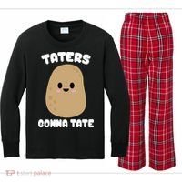 Taters Gonna Tate Funny Potato Kids Long Sleeve Plaid Pajama Set thumb 0