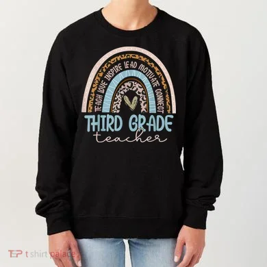 Third Grade Teacher Leopard Rainbow Women's Sweatshirt