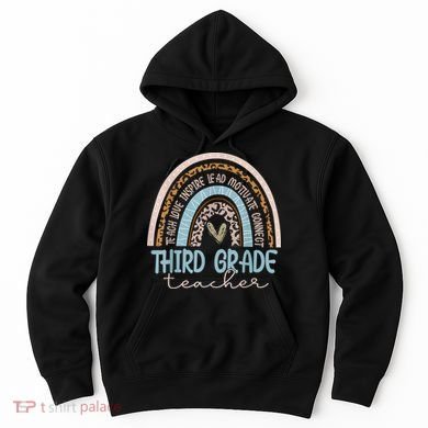 Third Grade Teacher Leopard Rainbow Hoodie