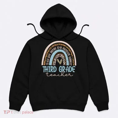 Third Grade Teacher Leopard Rainbow Hoodie