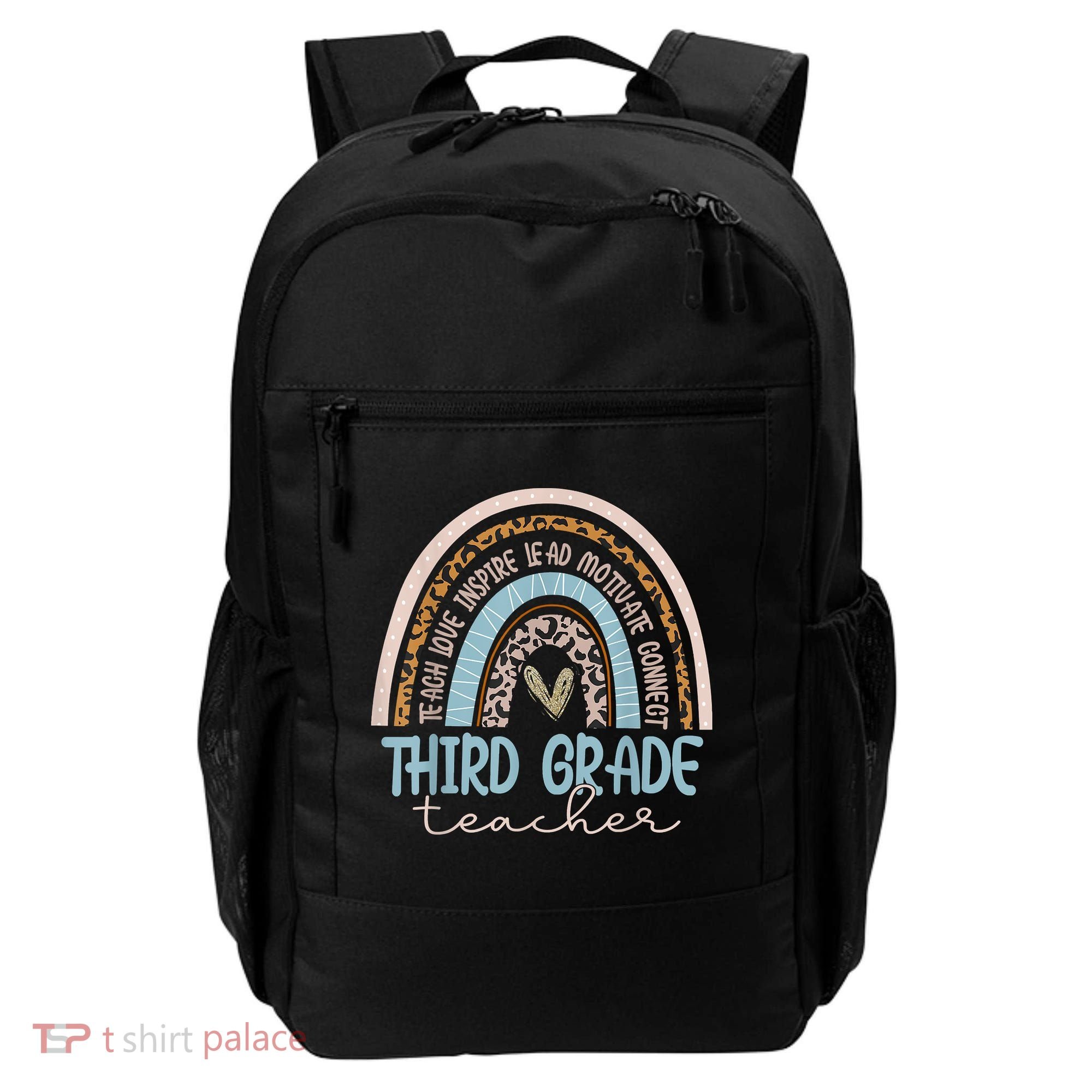 Third Grade Teacher Leopard Rainbow Backpack