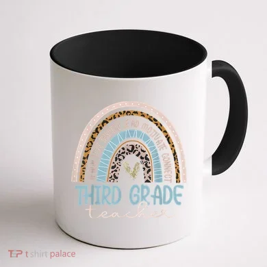 Third Grade Teacher Leopard Rainbow Coffee Mug back