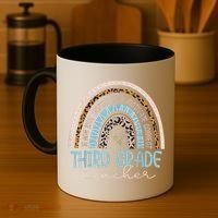 Third Grade Teacher Leopard Rainbow Coffee Mug thumb 4