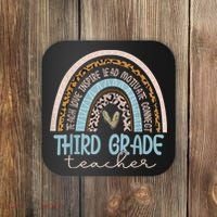 Third Grade Teacher Leopard Rainbow Coaster thumb 0