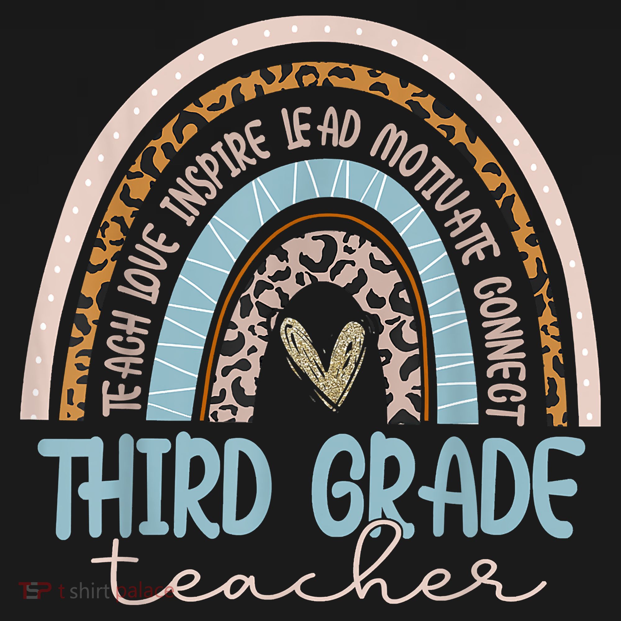 Third Grade Teacher Leopard Rainbow Pajama Set