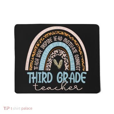Third Grade Teacher Leopard Rainbow Mousepad