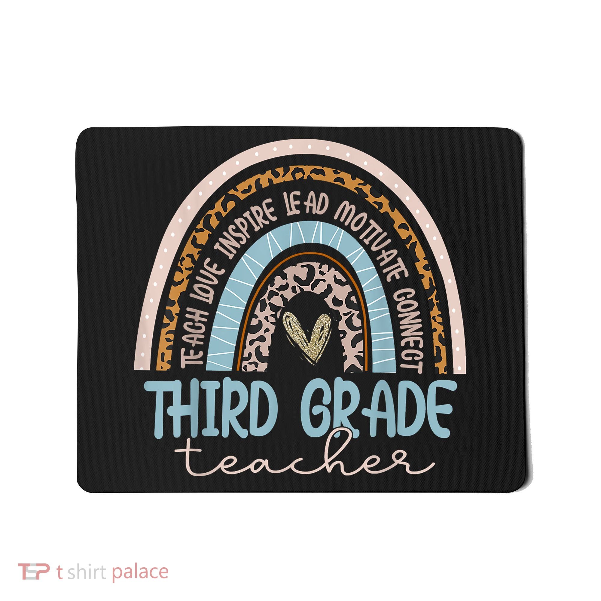 Third Grade Teacher Leopard Rainbow Mousepad