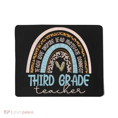 Third Grade Teacher Leopard Rainbow Mousepad