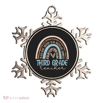 Third Grade Teacher Leopard Rainbow Ornament