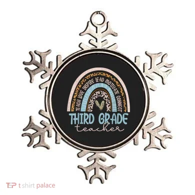 Third Grade Teacher Leopard Rainbow Ornament