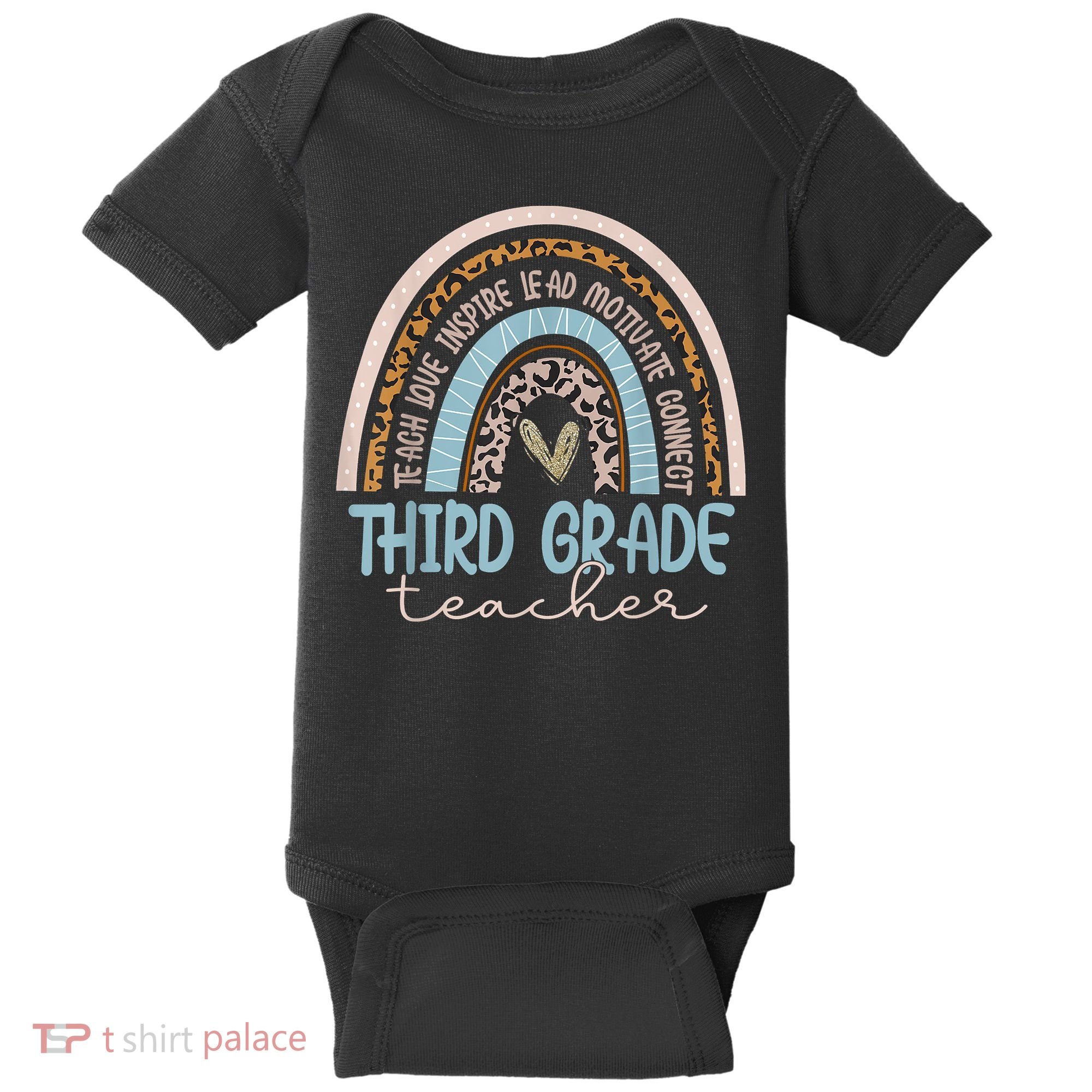 Third Grade Teacher Leopard Rainbow Baby Bodysuit