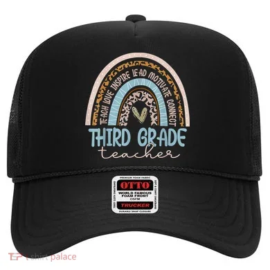 Third Grade Teacher Leopard Rainbow Hat