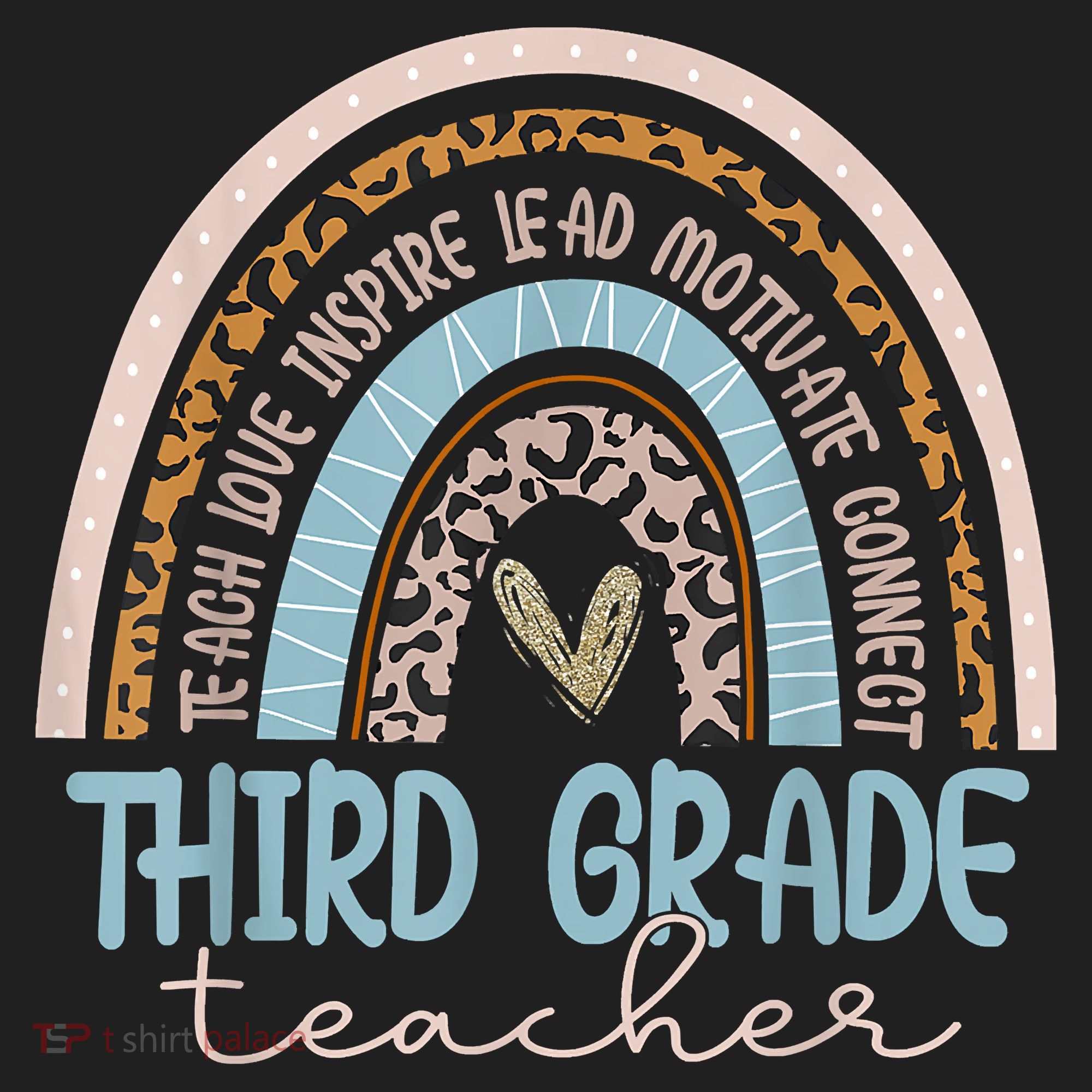 Third Grade Teacher Leopard Rainbow Hat