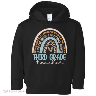 Third Grade Teacher Leopard Rainbow Toddler Hoodie