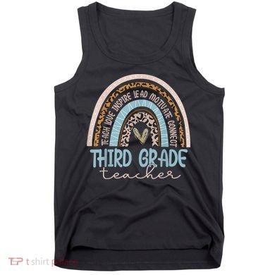 Third Grade Teacher Leopard Rainbow Tank Top