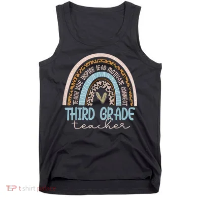 Third Grade Teacher Leopard Rainbow Tank Top