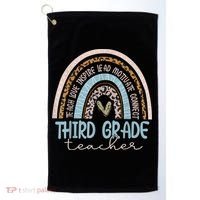 Third Grade Teacher Leopard Rainbow Golf Towel thumb 0
