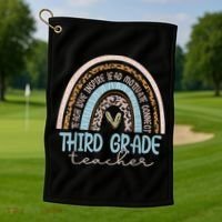Third Grade Teacher Leopard Rainbow Golf Towel thumb 1