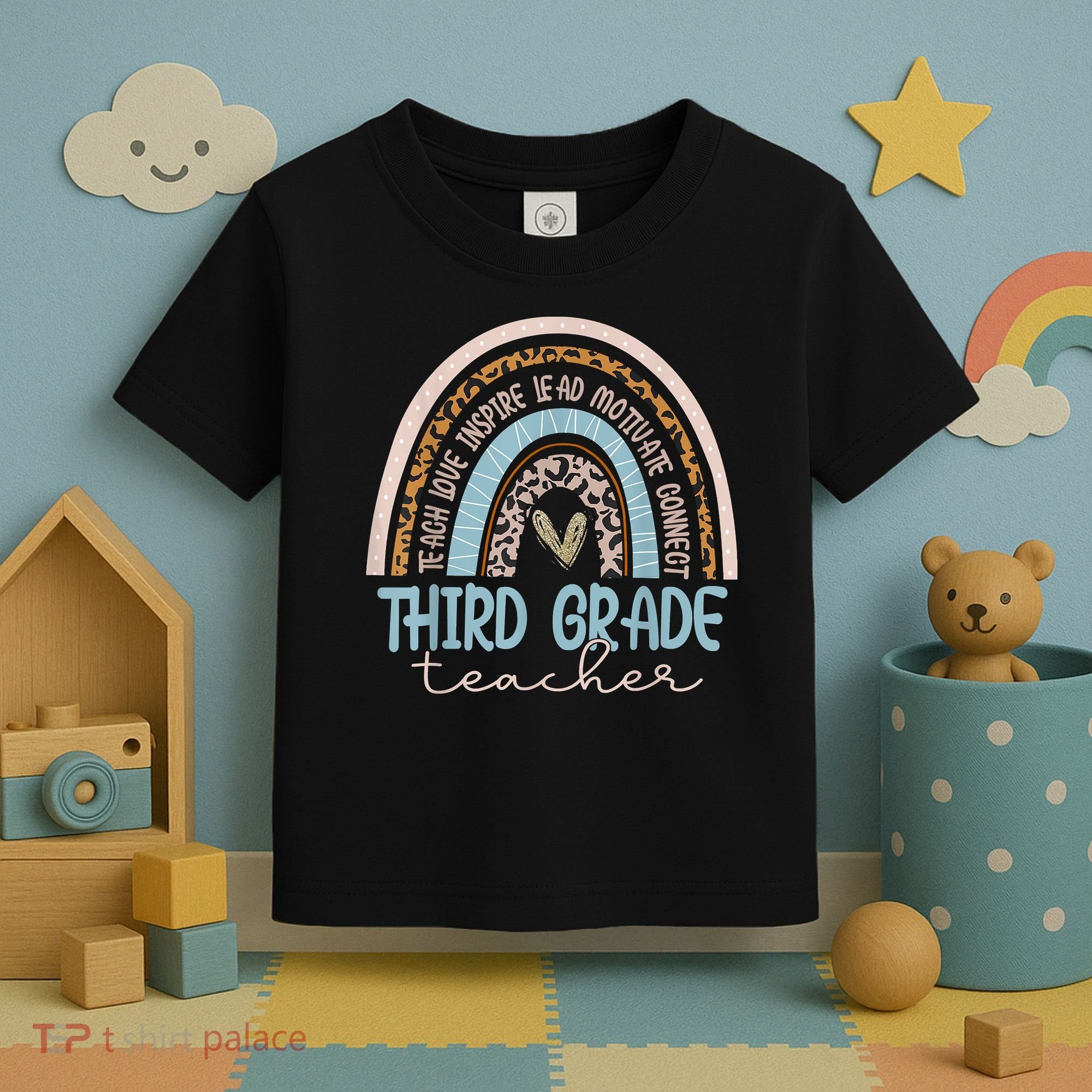 Third Grade Teacher Leopard Rainbow Toddler T-Shirt