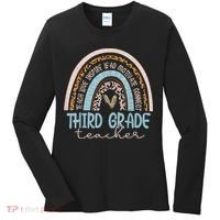 Third Grade Teacher Leopard Rainbow Women's Long Sleeve Shirt thumb 0