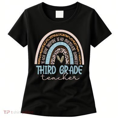 Third Grade Teacher Leopard Rainbow Women's T-Shirt