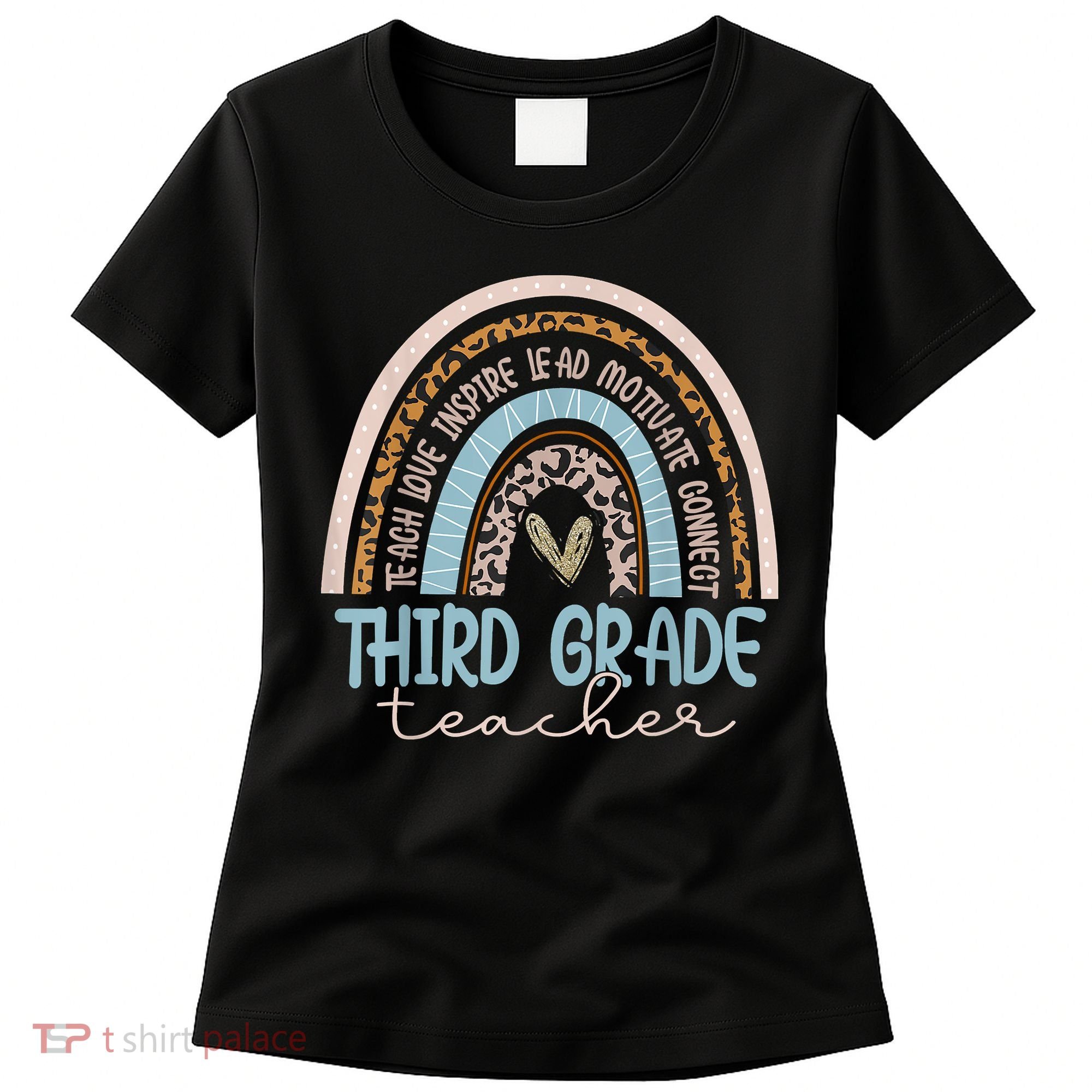 Third Grade Teacher Leopard Rainbow Women's T-Shirt