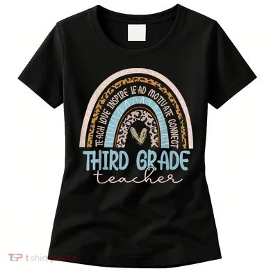 Third Grade Teacher Leopard Rainbow Women's T-Shirt