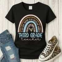Third Grade Teacher Leopard Rainbow Women's T-Shirt thumb 3