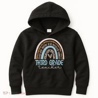 Third Grade Teacher Leopard Rainbow Kids Hoodie thumb 0
