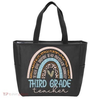 Third Grade Teacher Leopard Rainbow Tote Bag