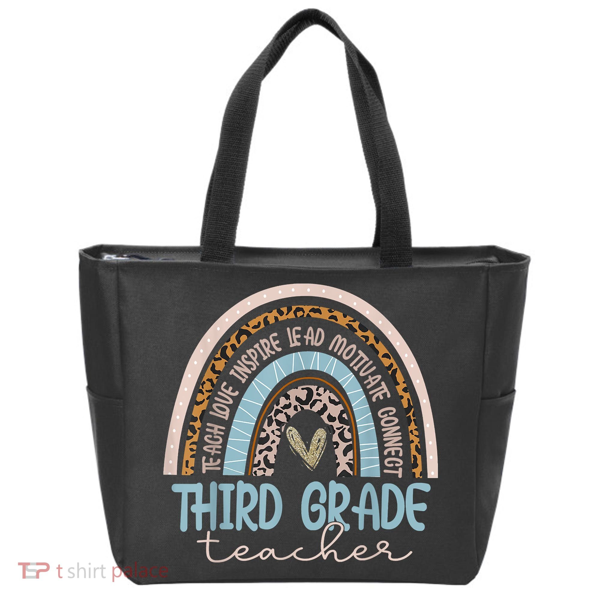 Third Grade Teacher Leopard Rainbow Tote Bag