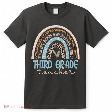 Third Grade Teacher Leopard Rainbow T-Shirt