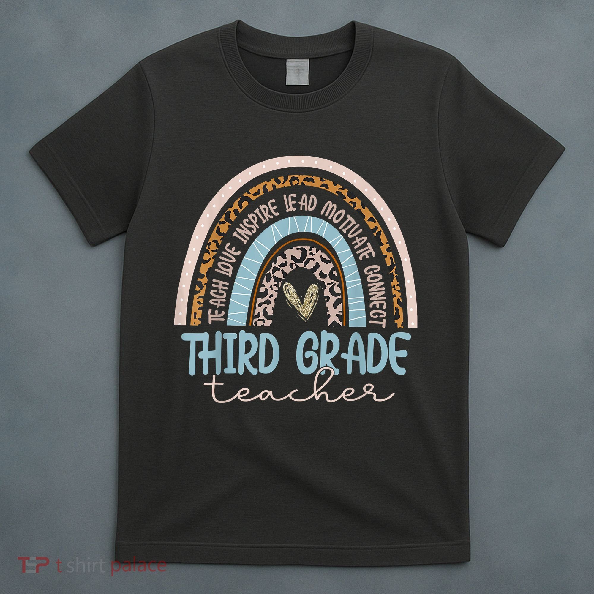 Third Grade Teacher Leopard Rainbow T-Shirt