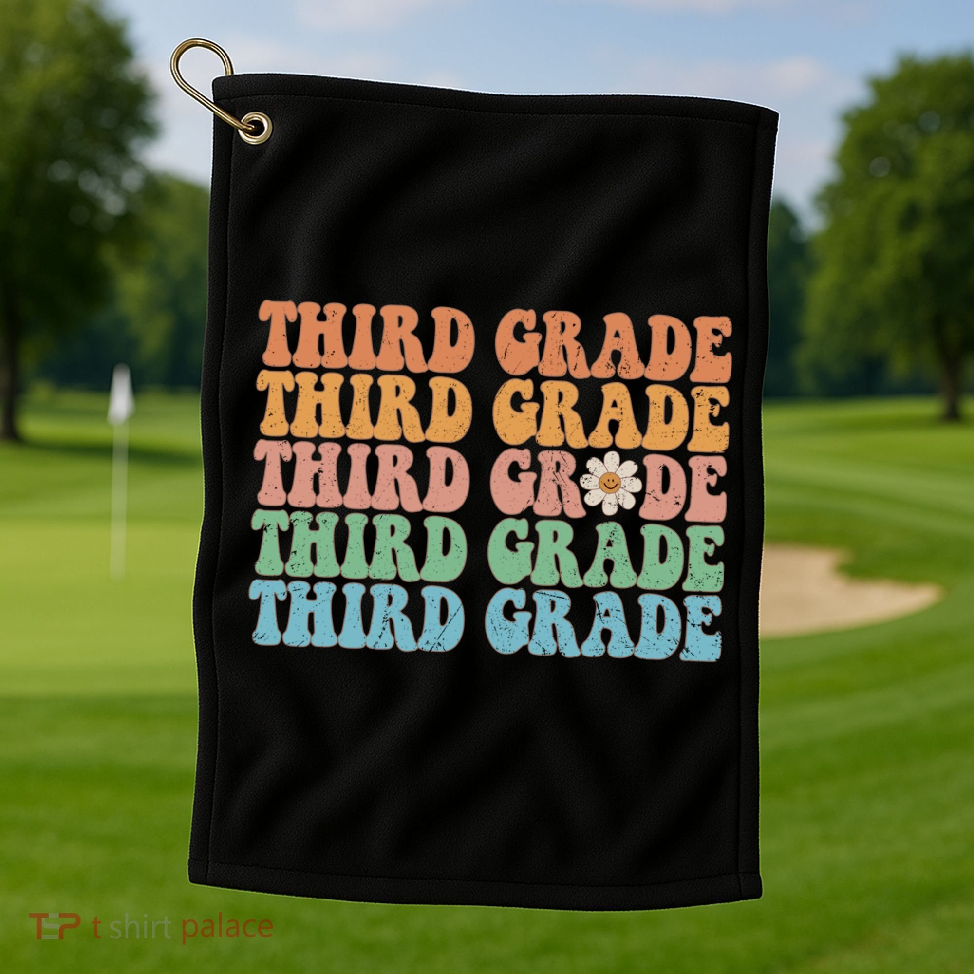 Third Grade Teacher Leopard Rainbow 3rd Grade Teacher Funny Meaningful Gift Golf Towel