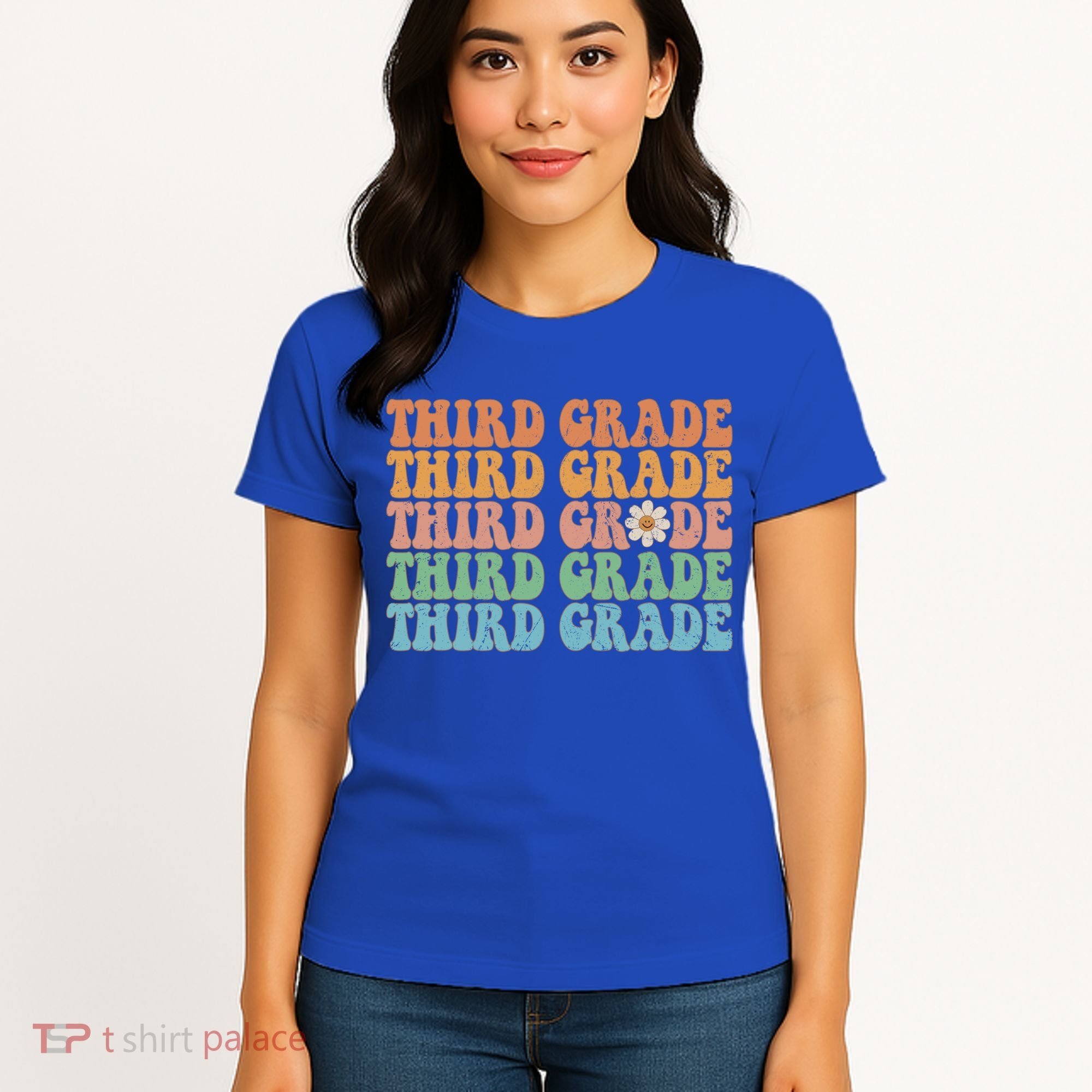 Third Grade Teacher Leopard Rainbow 3rd Grade Teacher Funny Meaningful Gift Women's T-Shirt