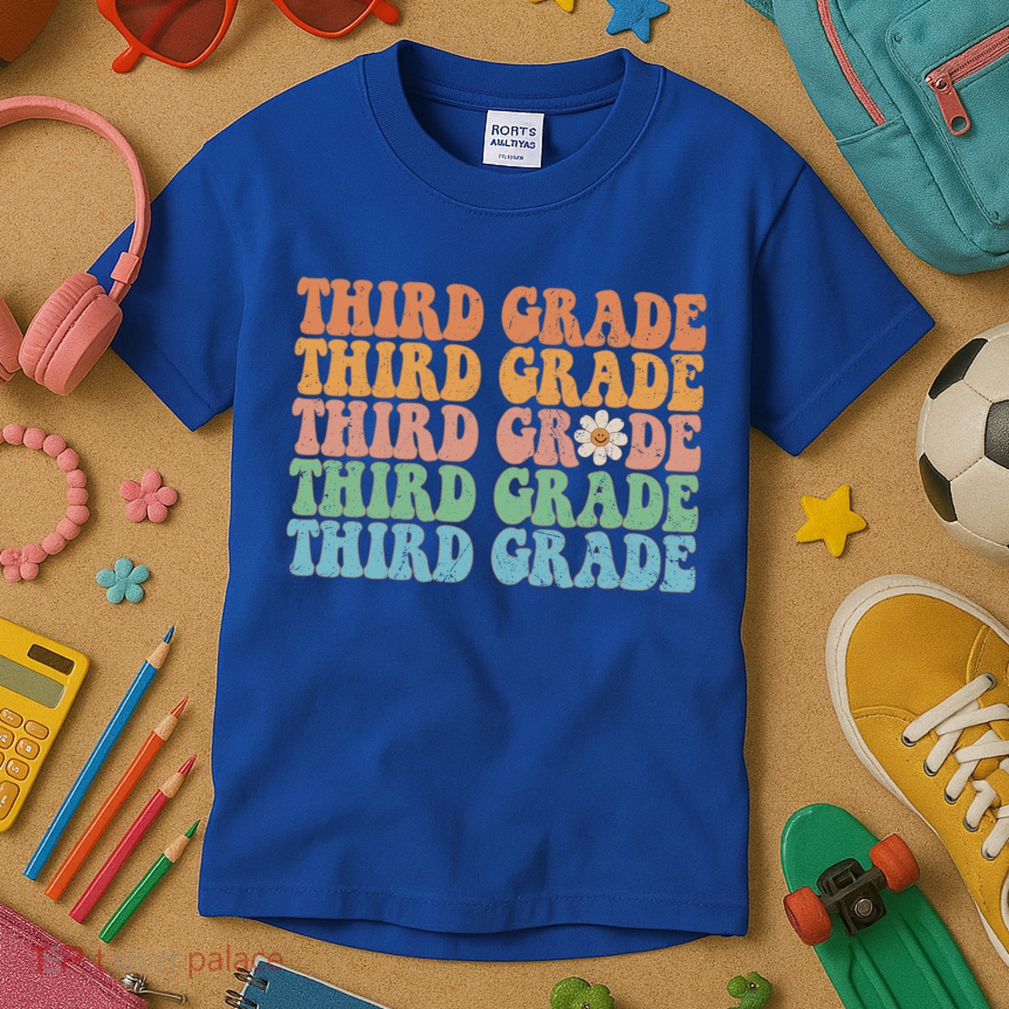 Third Grade Teacher Leopard Rainbow 3rd Grade Teacher Funny Meaningful Gift Kids T-Shirt