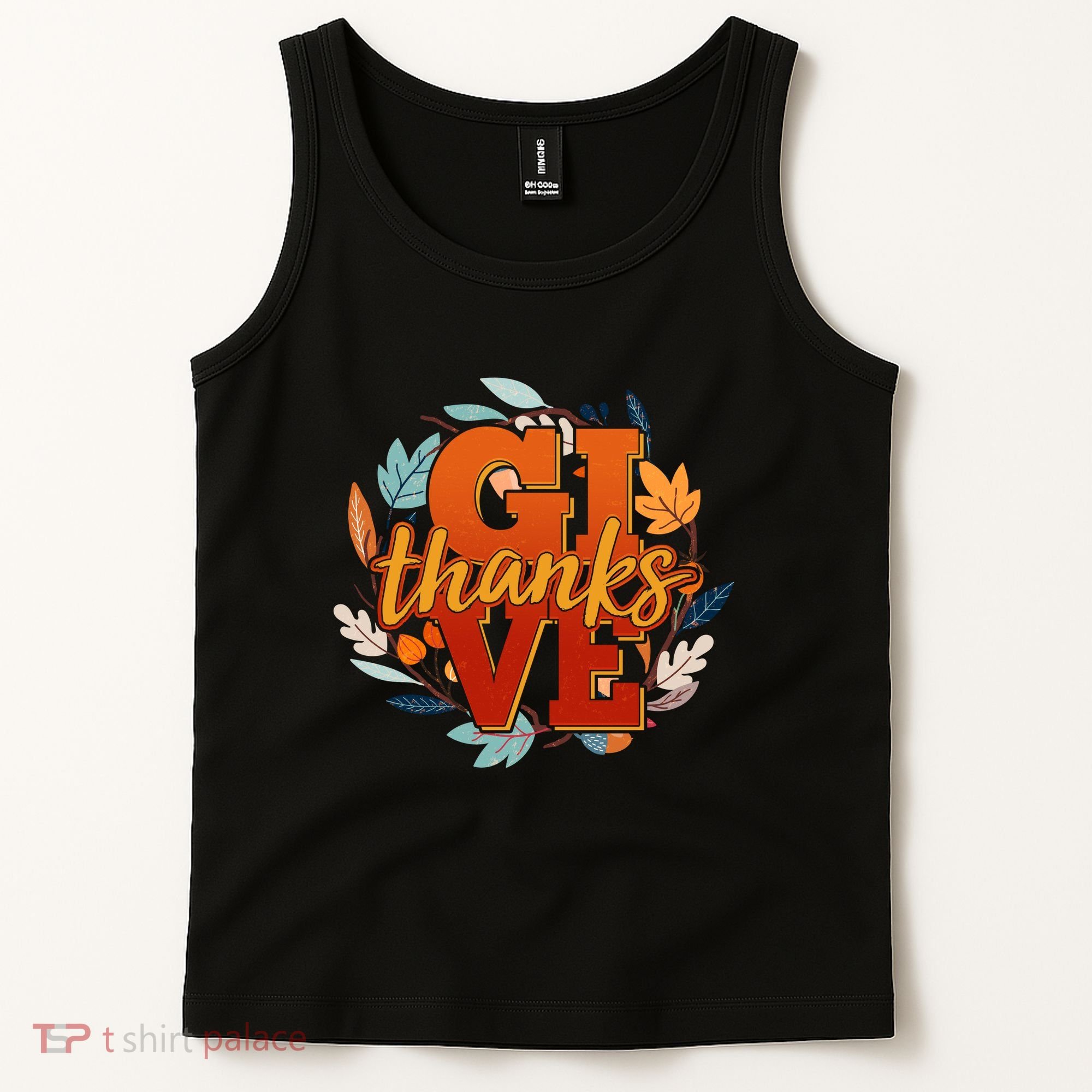 Thanksgiving Give Thanks Autumn Fall Wreath Tank Top