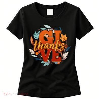 Thanksgiving Give Thanks Autumn Fall Wreath Women's T-Shirt