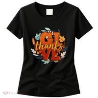 Thanksgiving Give Thanks Autumn Fall Wreath Women's T-Shirt thumb 0