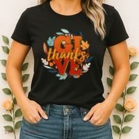 Thanksgiving Give Thanks Autumn Fall Wreath Women's T-Shirt thumb 2
