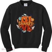 Thanksgiving Give Thanks Autumn Fall Wreath Kids Sweatshirt thumb 0