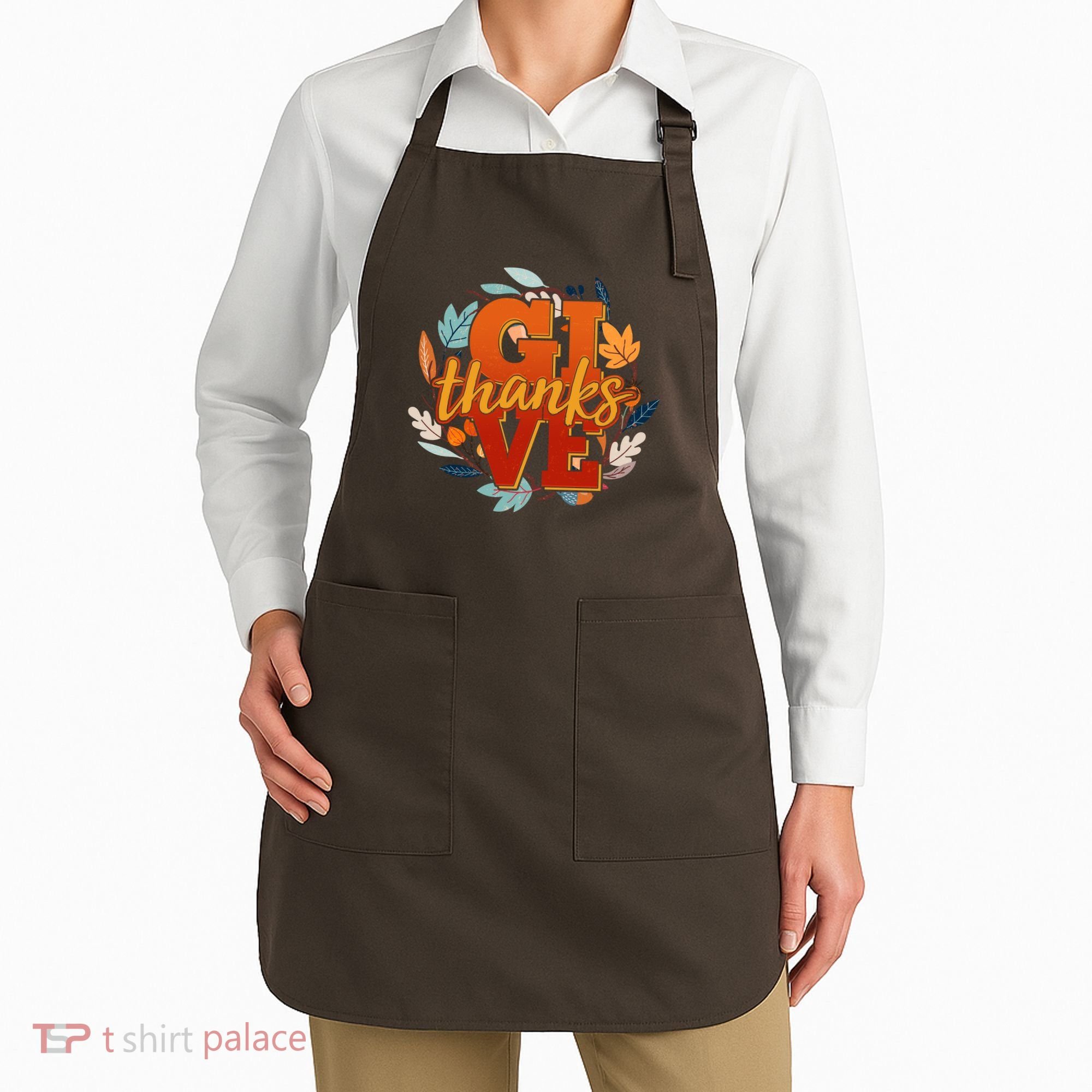 Thanksgiving Give Thanks Autumn Fall Wreath Apron