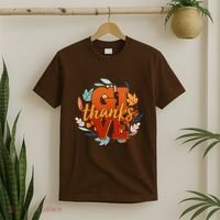 Thanksgiving Give Thanks Autumn Fall Wreath T-Shirt thumb 2
