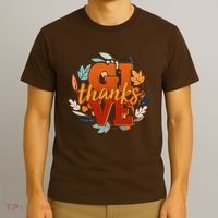 Thanksgiving Give Thanks Autumn Fall Wreath T-Shirt thumb 3