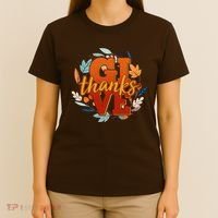 Thanksgiving Give Thanks Autumn Fall Wreath T-Shirt thumb 4
